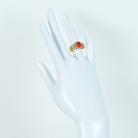 【中古】K18YG MEXICO OPALメキシコオパールリング OP1.19ct D1.31ct 6.3g #10.5