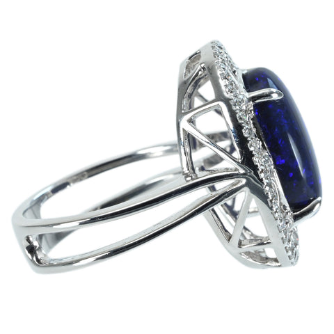 顔写真差し替え【中古】K18WG BLACK OPAL RING ブラックオパールリング BO5.80ct D0.59ct 9.4g #15
