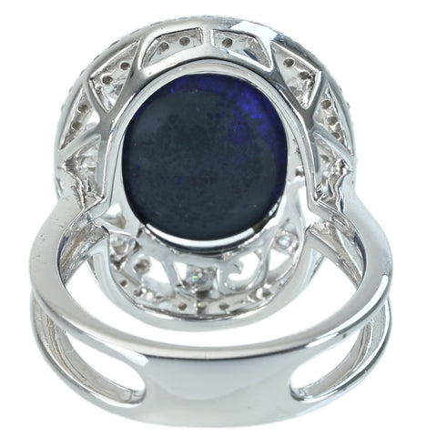 顔写真差し替え【中古】K18WG BLACK OPAL RING ブラックオパールリング BO5.80ct D0.59ct 9.4g #15
