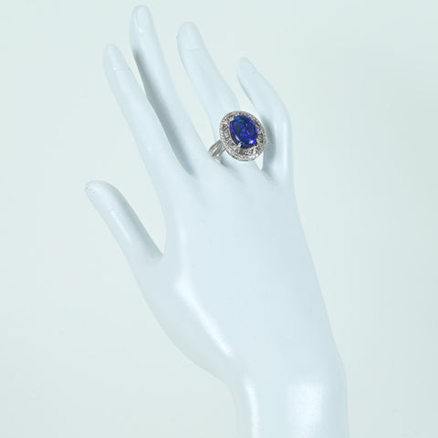 顔写真差し替え【中古】K18WG BLACK OPAL RING ブラックオパールリング BO5.80ct D0.59ct 9.4g #15
