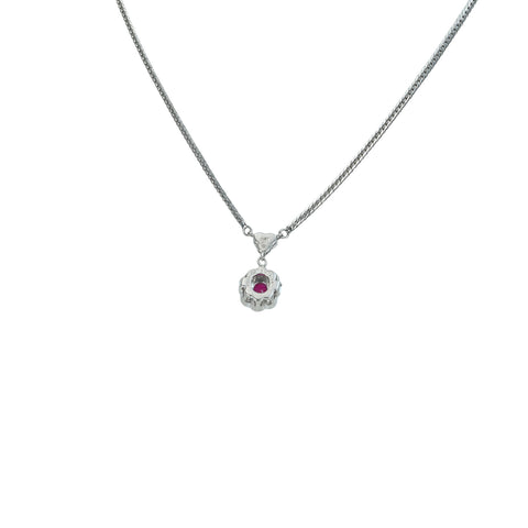 【中古】PT850 RUBY ルビーペンダントネックレス R0.62ct D0.67ct 10.5g