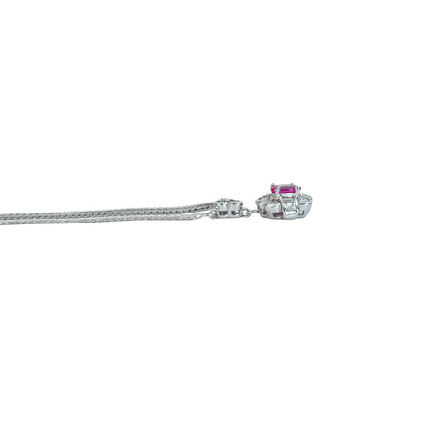 【中古】PT850 RUBY ルビーペンダントネックレス R0.62ct D0.67ct 10.5g