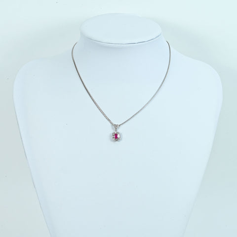 【中古】PT850 RUBY ルビーペンダントネックレス R0.62ct D0.67ct 10.5g