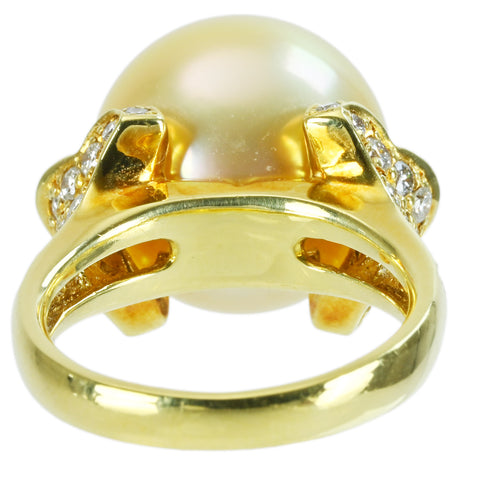 [Pre-owned] K18YG GOLDEN PEARL RING Golden Pearl Ring P14.5mm D1.03ct 11.4g #12 
