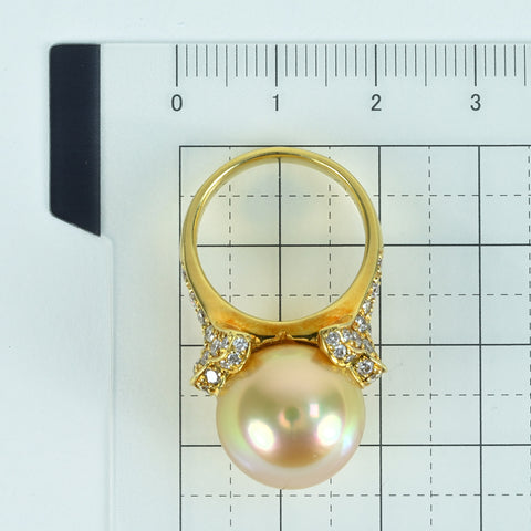 [Pre-owned] K18YG GOLDEN PEARL RING Golden Pearl Ring P14.5mm D1.03ct 11.4g #12 
