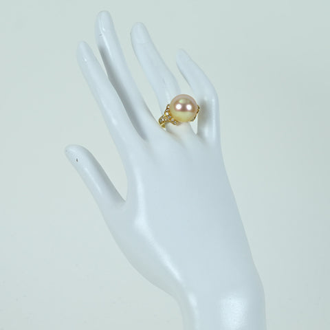 [Pre-owned] K18YG GOLDEN PEARL RING Golden Pearl Ring P14.5mm D1.03ct 11.4g #12 