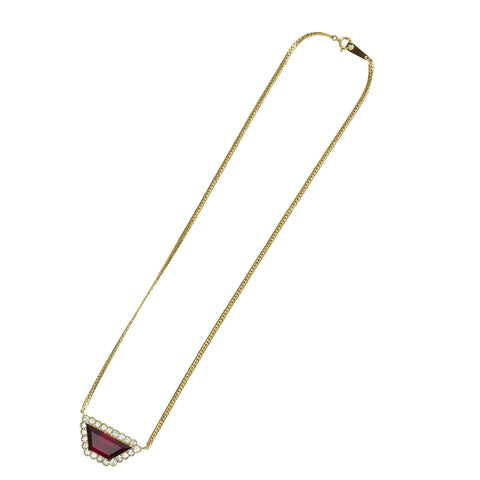 【中古】K18YG TOURMALINE ルベライト(レッドトルマリン) ペンダントネックレス RT6.445ct D1.98ct 13.7g