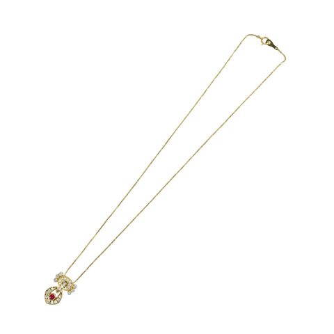 【中古】K18YG RUBYルビー/ダイヤモンドペンダントネックレス R0.21ct D0.81ct 7.2g