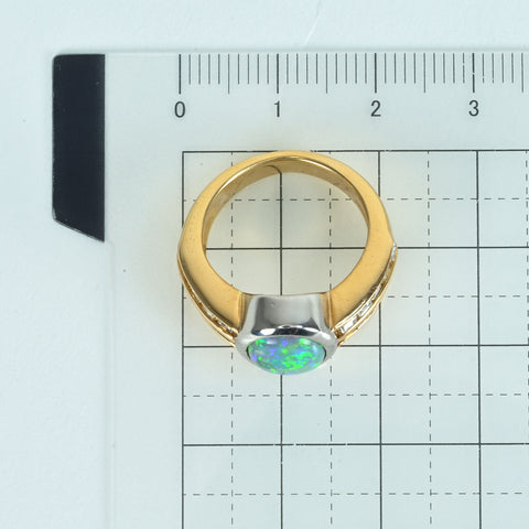 [Pre-owned] K18/PT900 BLACK OPAL Black Opal Ring, BO2.37ct, D1.13ct, 10.2g, #9 