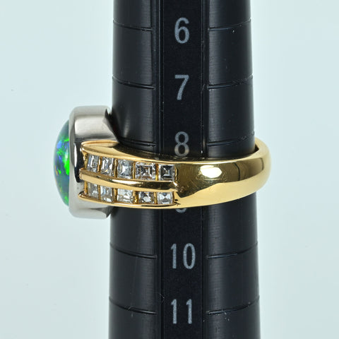 [Pre-owned] K18/PT900 BLACK OPAL Black Opal Ring, BO2.37ct, D1.13ct, 10.2g, #9 