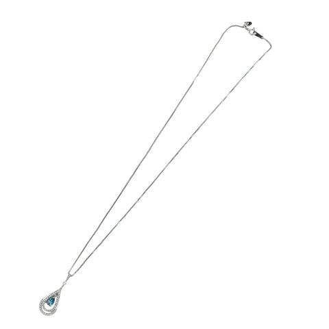 【中古】K18WG AQUAMARINE アクアマリンペンダントネックレス A0.54ct D0.37ct 5.5g