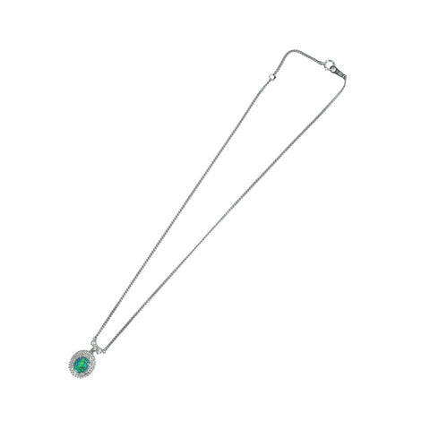 [Pre-owned] PT850 BLACK OPAL Black Opal Pendant Necklace 2.72ct D0.51ct 8.3g 