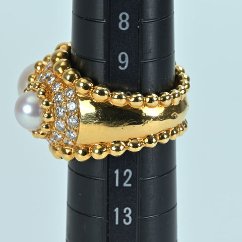 【中古】CHANELシャネル K18YG PEARL RING スリーボールリング 20.4g ONE PRICE #10.5