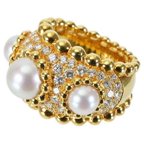 【中古】CHANELシャネル K18YG PEARL RING スリーボールリング 20.4g ONE PRICE #10.5