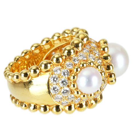【中古】CHANELシャネル K18YG PEARL RING スリーボールリング 20.4g ONE PRICE #10.5