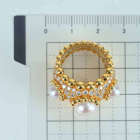 【中古】CHANELシャネル K18YG PEARL RING スリーボールリング 20.4g ONE PRICE #10.5