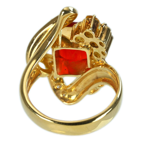 【中古】K18YG MEXICO OPAL メキシコオパール ファイアオパールリング  RING OP2.44ct D0.38ct 鑑別 11g #12