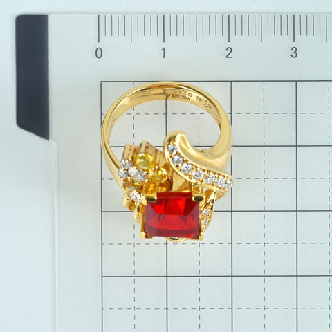 【中古】K18YG MEXICO OPAL メキシコオパール ファイアオパールリング  RING OP2.44ct D0.38ct 鑑別 11g #12