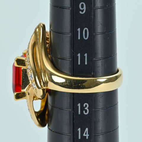 【中古】K18YG MEXICO OPAL メキシコオパール ファイアオパールリング  RING OP2.44ct D0.38ct 鑑別 11g #12