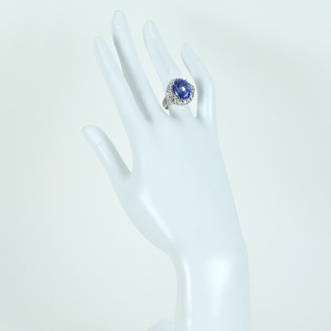 【中古】PT900 NO HEAT SAPPHIREスリランカ産非加熱サファイアリング S14.73ct D0.94ct GIA鑑別書 14.7g