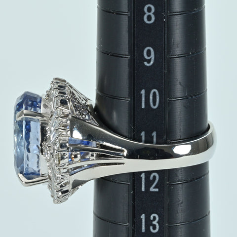 【中古】PT900 NO HEAT SAPPHIREスリランカ産非加熱サファイアリング S14.73ct D0.94ct GIA鑑別書 14.7g