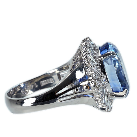 【中古】PT900 NO HEAT SAPPHIREスリランカ産非加熱サファイアリング S14.73ct D0.94ct GIA鑑別書 14.7g