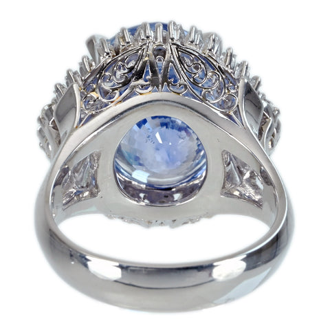 【中古】PT900 NO HEAT SAPPHIREスリランカ産非加熱サファイアリング S14.73ct D0.94ct GIA鑑別書 14.7g