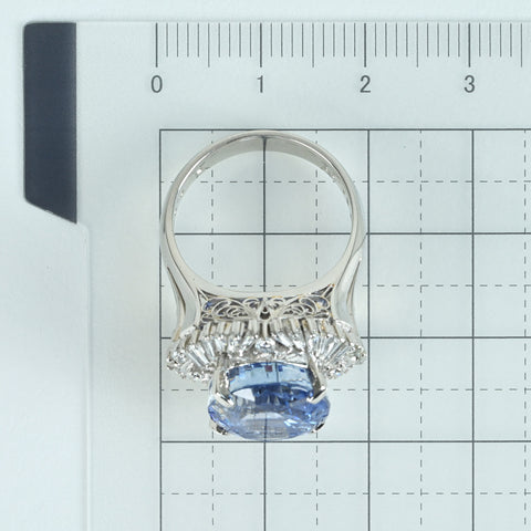 【中古】PT900 NO HEAT SAPPHIREスリランカ産非加熱サファイアリング S14.73ct D0.94ct GIA鑑別書 14.7g