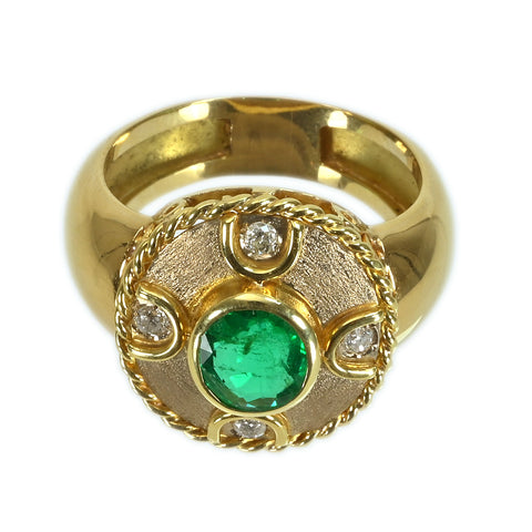 【中古】K18YG EMERALD エメラルドリング DIA 7.6g ＃13