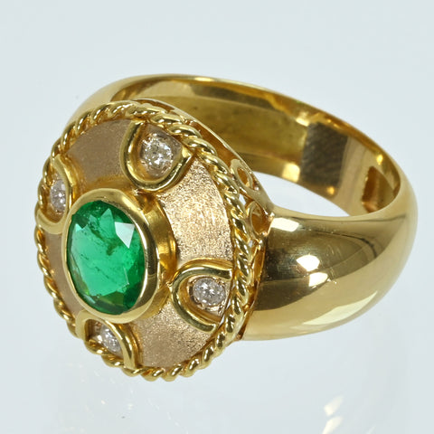 【中古】K18YG EMERALD エメラルドリング DIA 7.6g ＃13