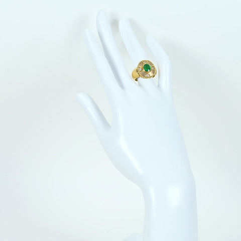 【中古】K18YG EMERALD エメラルドリング DIA 7.6g ＃13