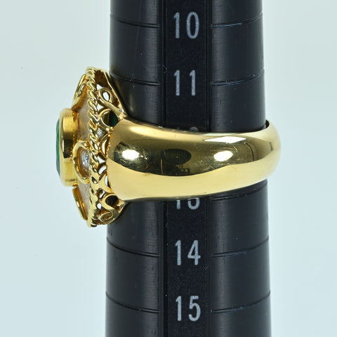 【中古】K18YG EMERALD エメラルドリング DIA 7.6g ＃13
