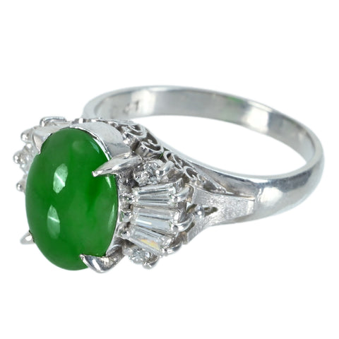 【中古】PT900 JADEITE RING ヒスイリング D0.30ct 日宝協ソーティング 6.8g ＃12