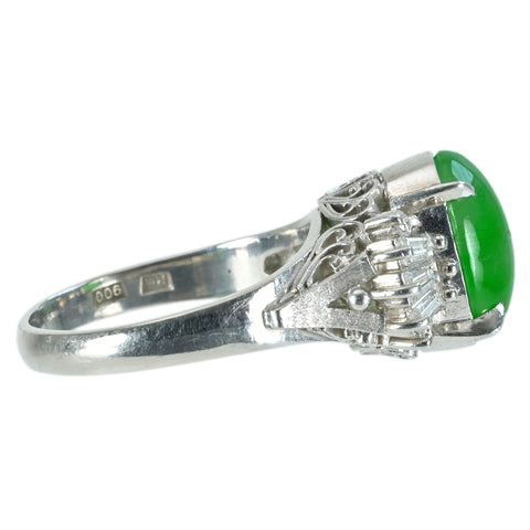 【中古】PT900 JADEITE RING ヒスイリング D0.30ct 日宝協ソーティング 6.8g ＃12