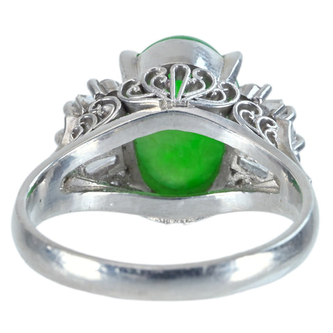 【中古】PT900 JADEITE RING ヒスイリング D0.30ct 日宝協ソーティング 6.8g ＃12