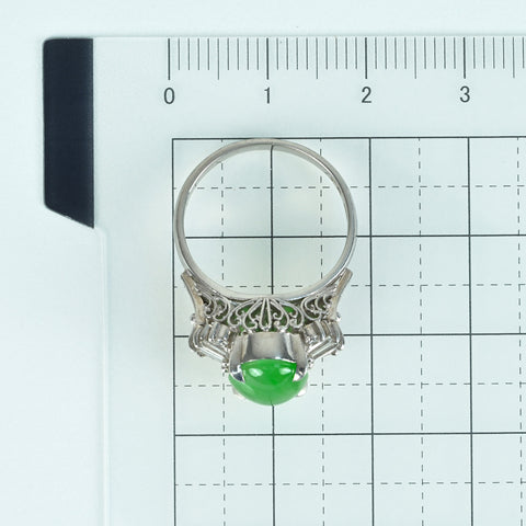 【中古】PT900 JADEITE RING ヒスイリング D0.30ct 日宝協ソーティング 6.8g ＃12