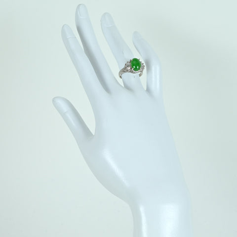 【中古】PT900 JADEITE RING ヒスイリング D0.30ct 日宝協ソーティング 6.8g ＃12