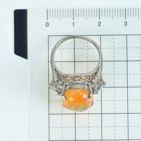 【中古】PT900 MEXICO OPALメキシコオパールリング OP7.76ct D0.49ct 8.3g #12.5