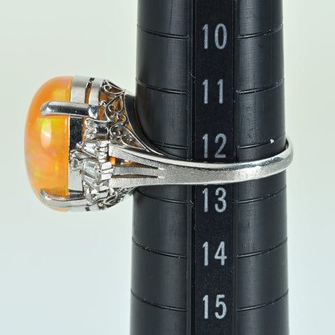 【中古】PT900 MEXICO OPALメキシコオパールリング OP7.76ct D0.49ct 8.3g #12.5