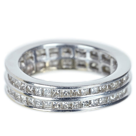 【中古】K18WG DIAMOND プリンセスカット ダイヤモンド 2連エタニティリング 2.00ct 5.9g #12