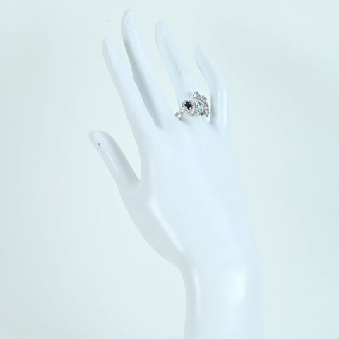 【中古】K18WG SAPPHIRE/AQUAMARINE RING サファイア/アクアマリンリング S0.55ct AQ1.13ct D0.50ct 4.9g #14