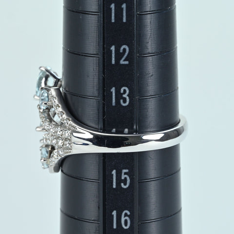 【中古】K18WG SAPPHIRE/AQUAMARINE RING サファイア/アクアマリンリング S0.55ct AQ1.13ct D0.50ct 4.9g #14