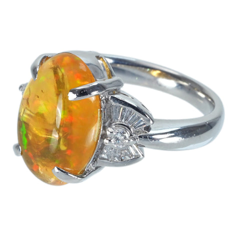 【中古】PT900 MEXICO OPALメキシコオパールリング OP4.53ct D0.22ct NGL鑑別書 7.6g #9