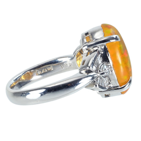 【中古】PT900 MEXICO OPALメキシコオパールリング OP4.53ct D0.22ct NGL鑑別書 7.6g #9