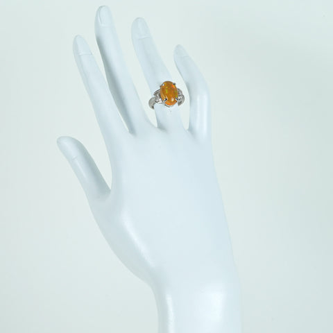 【中古】PT900 MEXICO OPALメキシコオパールリング OP4.53ct D0.22ct NGL鑑別書 7.6g #9