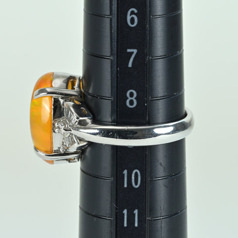 【中古】PT900 MEXICO OPALメキシコオパールリング OP4.53ct D0.22ct NGL鑑別書 7.6g #9