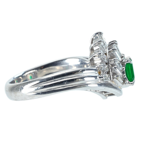 [Used] PT900 Emerald Ring, E0.48ct, D0.94ct, 12.9g, #18 