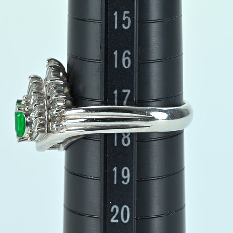 [Used] PT900 Emerald Ring, E0.48ct, D0.94ct, 12.9g, #18 