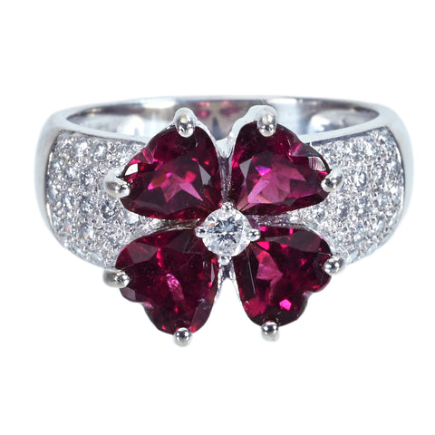 【中古】K18WG GARNET ガーネットリング G3.12ct D0.45ct 8.6g #12