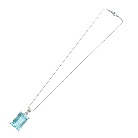 【中古】 PT850/PT900 TOPAZ ブルートパーズペンダントネックレス BT33.75ct D0.04ct 鑑別書 16.5g